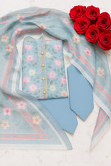 Floral printed cotton blend suit