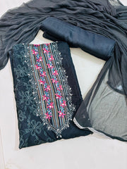 Black muslin handwork suit