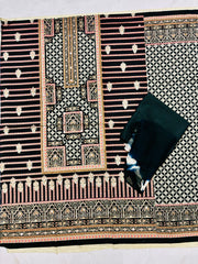 🌿 Elegant Dark Green & Cream Ethnic Cotton Suit Set 🌿