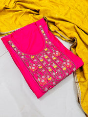 Pink and yellow handwork suit