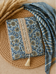 Pure muslin lace work suit