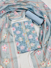 Floral printed cotton blend suit