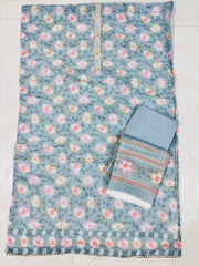 Floral printed cotton blend suit