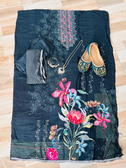 Black muslin handwork suit