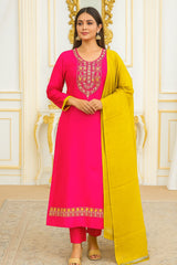 Pink and yellow handwork suit
