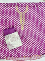 Rayon suit with golden embroidery