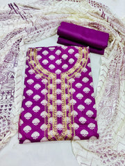 Rayon suit with golden embroidery