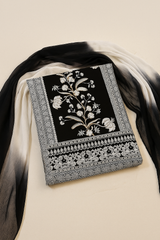 Elegant Black & White Cotton Suit Set with Embroidery Work ✨