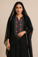 Black muslin handwork suit