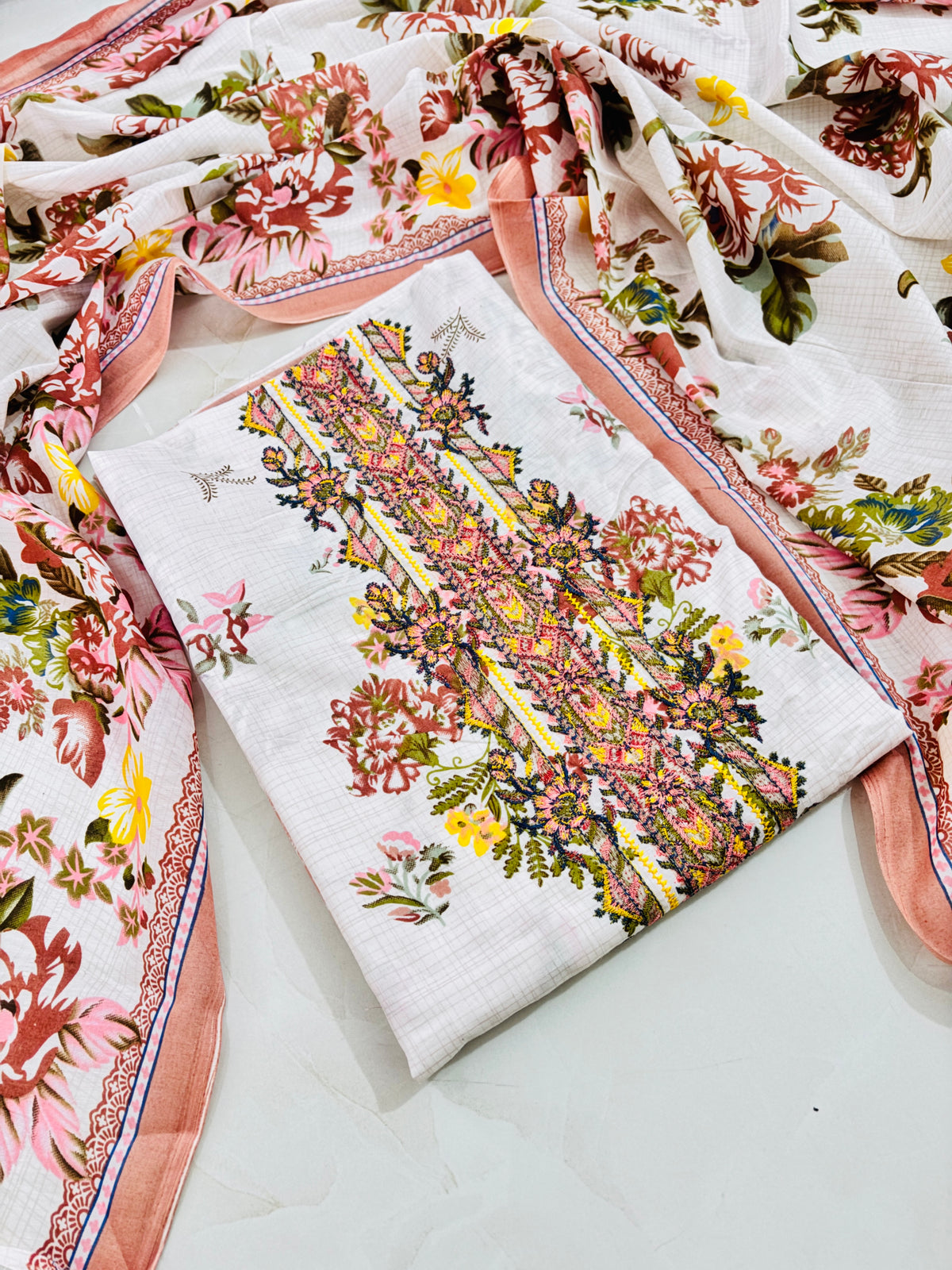 Elegant floral cotton suit